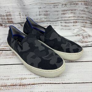 Rothys The Original Slip On Sneaker Womens Size‎ 7 Gray Black Camo Knit Shoes